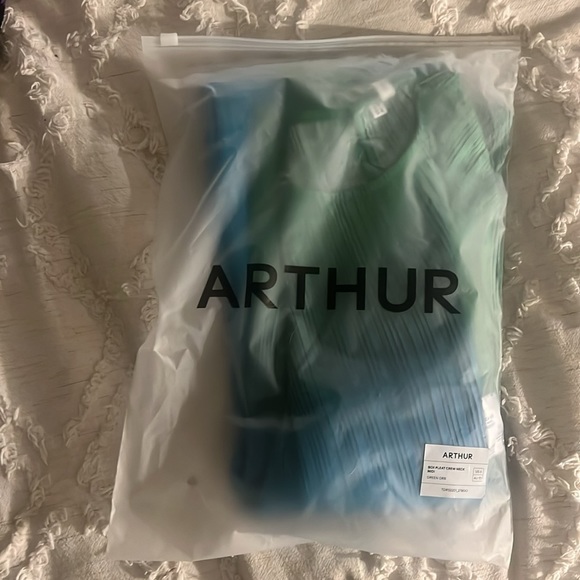 Arthur Apparel Box Pleat Crew Neck Midi Dress in Green Orb | NWT - Picture 4 of 5